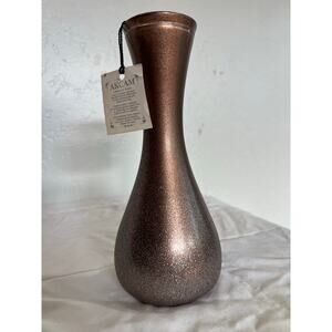 AKCAM Metallic Bronze Handmade Textured Vase NWT Made in Turkey 8”